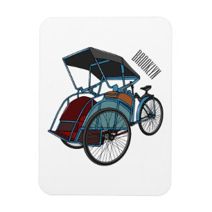 Imán Ilustracion de personalizado de rickshaw en bicicl