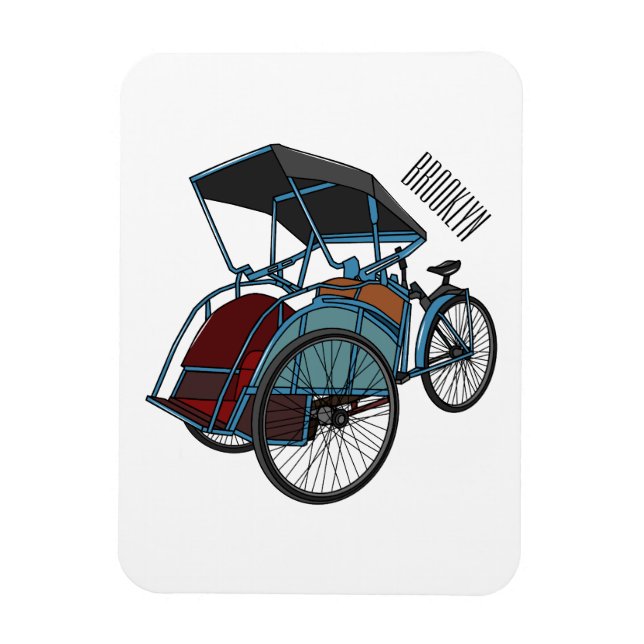 Imán Ilustracion de personalizado de rickshaw en bicicl (Vertical)