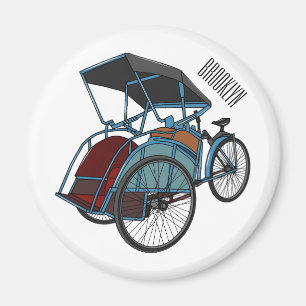 Imán Ilustracion de personalizado de rickshaw en bicicl