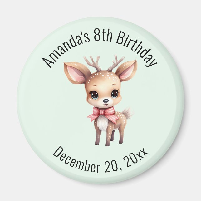 Imán Ilustracion de Personalizado de venado de bebé lin (Frente)
