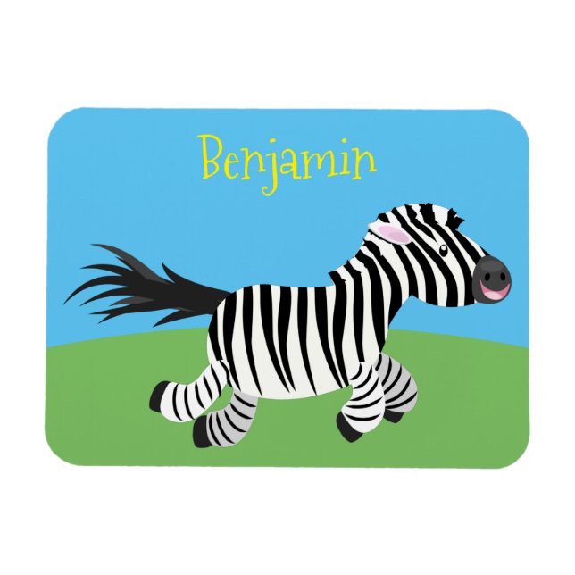 Imán Ilustracion de personalizado de zebra graciosa (Horizontal)