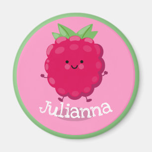Imán Ilustracion de personalizado rosa de frambuesa roj