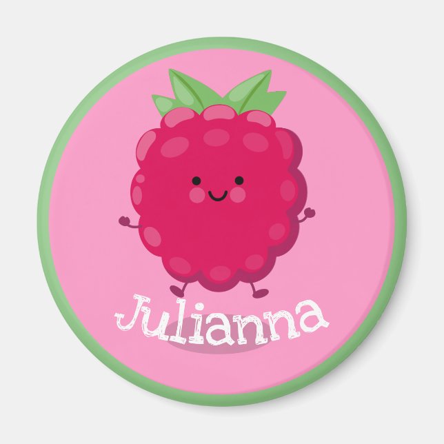 Imán Ilustracion de personalizado rosa de frambuesa roj (Frente)