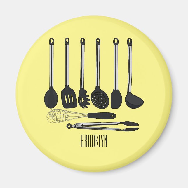 Imán Ilustracion de personalizados utensiales de cocina (Frente)