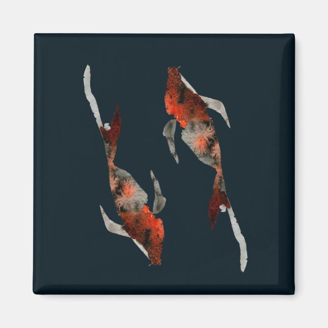 Imán Ilustracion de pescado acuarela koi (Frente)