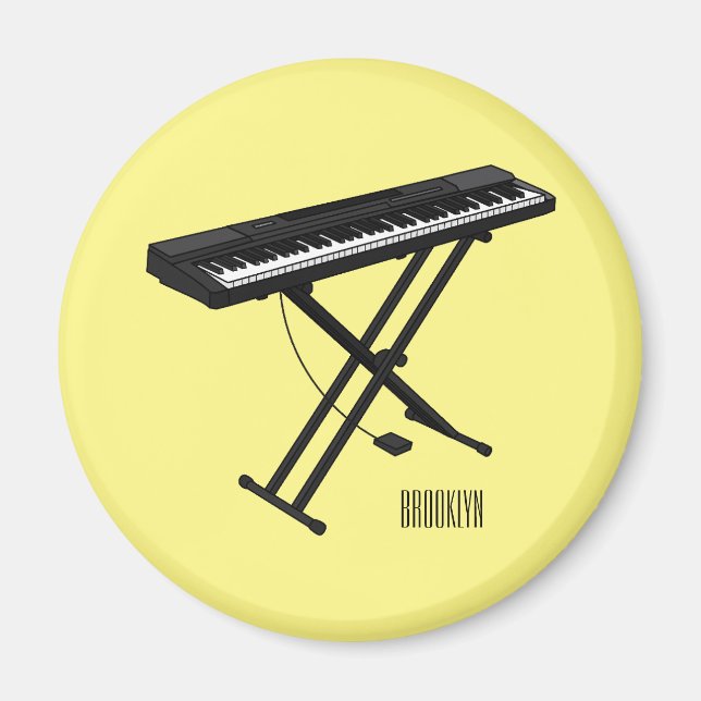 Imán Ilustracion de piano personalizado de teclado (Frente)
