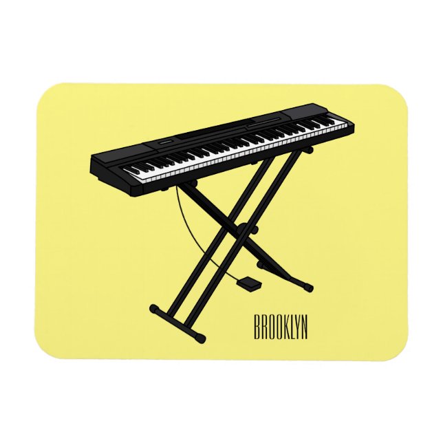 Imán Ilustracion de piano personalizado de teclado (Horizontal)