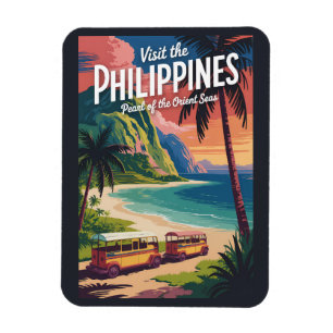 Imán Ilustración de playa de Filipinas Arte de viaje vi