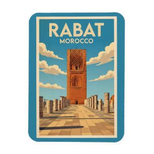 Imán Ilustración de Rabat Marruecos Arte de Viaje Vinta