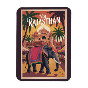 Imán Ilustración de Rajasthan India Arte de Viaje Vinta