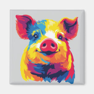 Imán Ilustración de retrato de cerdo Pintura de acuarel