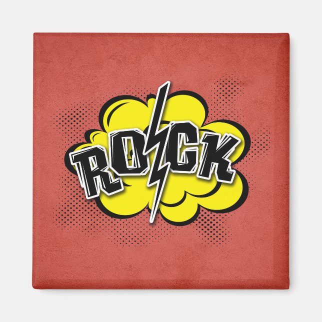 Imán Ilustracion de rock de estilo cómico (Frente)
