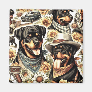 Imán Ilustracion de Rottweiler sin costura