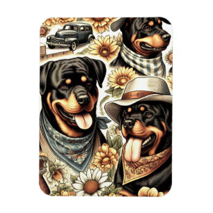 Imán Ilustracion de Rottweiler sin costura