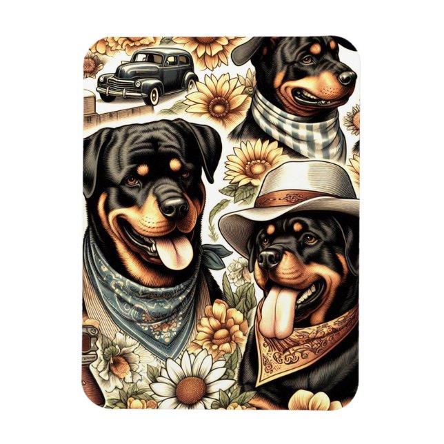Imán Ilustracion de Rottweiler sin costura (Vertical)