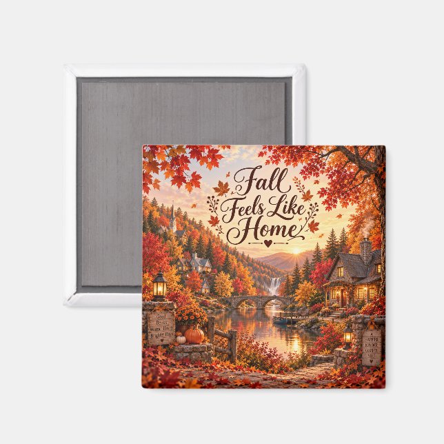 Imán Ilustración de sentimientos rústicos de otoño como (Anverso/Reverso)