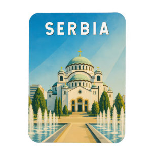 Imán Ilustración de Serbia Viaje Arte Vintage