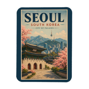 Imán Ilustración de Seúl Corea del Sur Arte de Viaje Vi