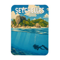 Ilustración de Seychelles Arte de Viaje Vintage