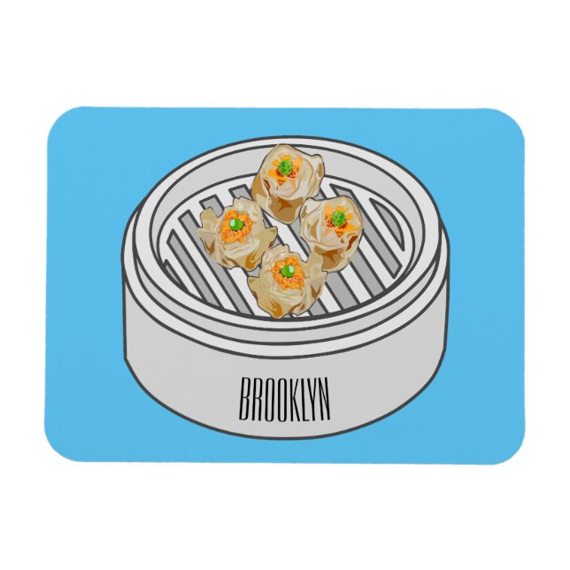 Imán Ilustracion de Shumai dim sum personalizado (Horizontal)