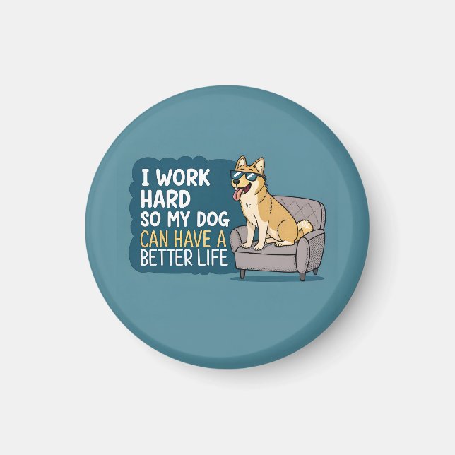 Imán Ilustración de sofá con cita divertida de perro Sh (Frente)