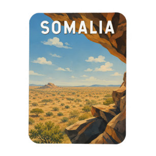 Imán Ilustración de Somalia Arte de Viaje Vintage