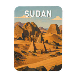 Imán Ilustración de Sudán Arte de Viaje Vintage