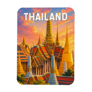 Imán Ilustración de Tailandia Arte de Viaje Vintage
