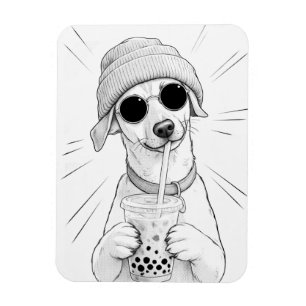 Imán Ilustración de té de burbujas de cachorro Kawaii