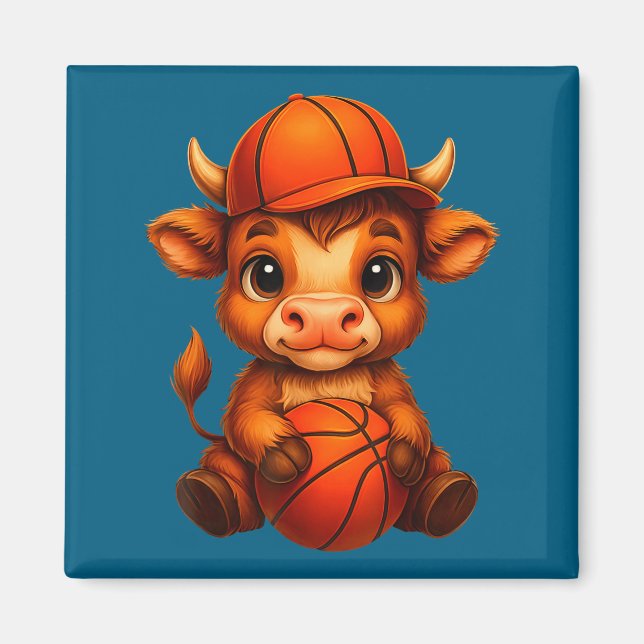 Imán Ilustración de ternero de vaca de las Highlands ju (Frente)
