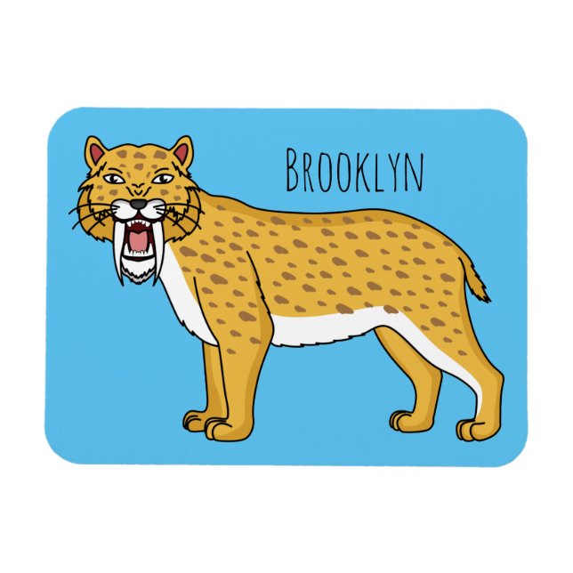 Imán Ilustracion de tigre con dientes de saber (Horizontal)