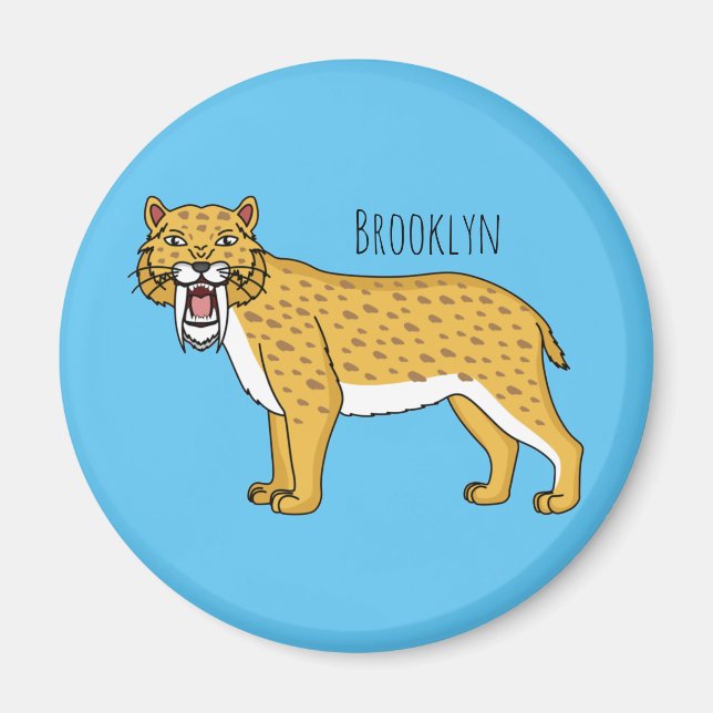 Imán Ilustracion de tigre con dientes de saber (Frente)