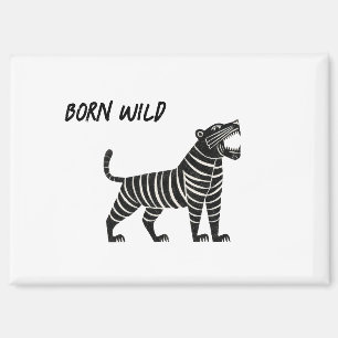 Imán Ilustración de Tigre Rayado – Anima Folk Minimalis