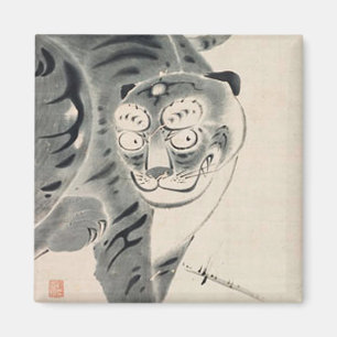 Imán Ilustracion de tigres por Ito Jakuchu