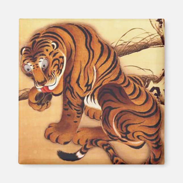 Imán Ilustracion de tigres por Ito Jakuchu (Frente)