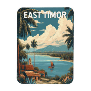 Imán Ilustración de Timor Oriental Arte de Viaje Vintag