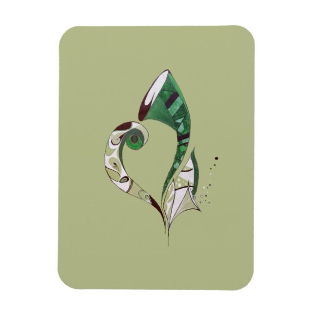 Imán Ilustracion de tinta con dibujo a mano verde abstr (Vertical)