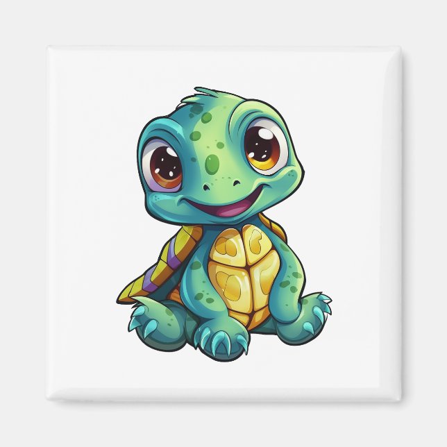 Imán ilustracion de tortuga personalizado (Frente)