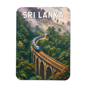Imán Ilustración de tren de Sri Lanka Arte de viaje vin