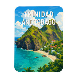 Imán Ilustración de Trinidad y Tobago Arte de Viaje Ret