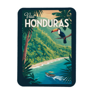 Imán Ilustración de Tucán de Honduras Arte de Viaje Vin