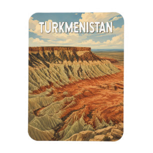 Imán Ilustración de Turkmenistán Arte de Viaje Vintage