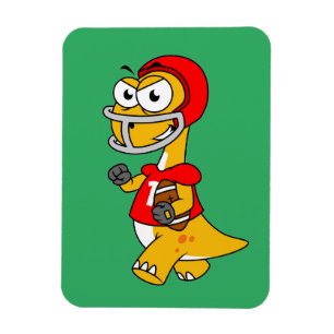 Imán Ilustracion De Un Brontosauro Jugando Fútbol.