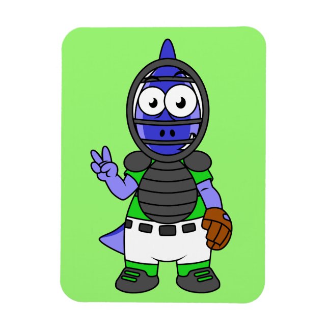 Imán Ilustracion De Un Catcher De Béisbol Parasauroloph (Vertical)
