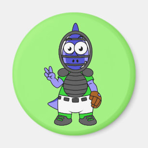 Imán Ilustracion De Un Catcher De Béisbol Parasauroloph