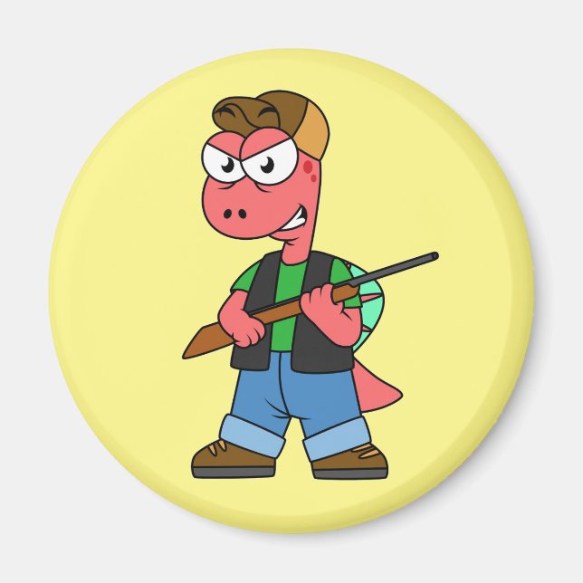 Imán Ilustracion De Un Cazador De Spinosaurus Con Un Ar (Frente)