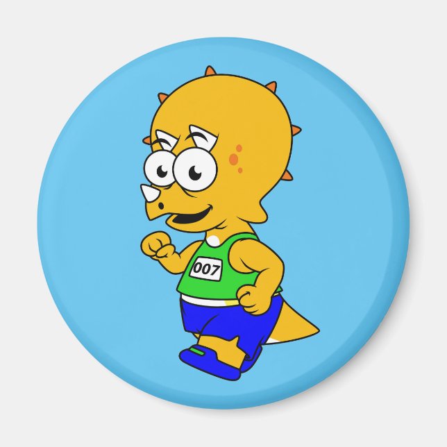 Imán Ilustracion De Un Corredor De Triceratops. (Frente)