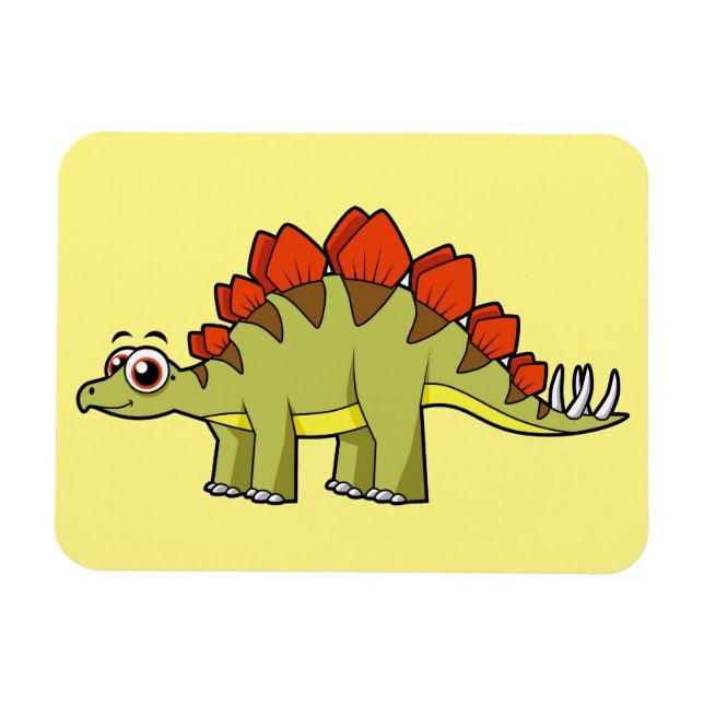 Imán Ilustracion De Un Dinosaurio Estegosaurio. (Horizontal)