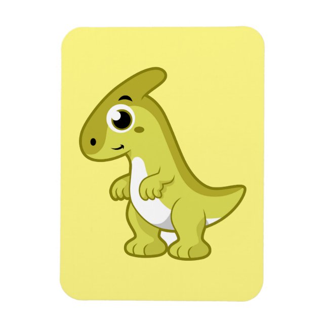 Imán Ilustracion De Un Dinosaurio Parasaurolophus. (Vertical)