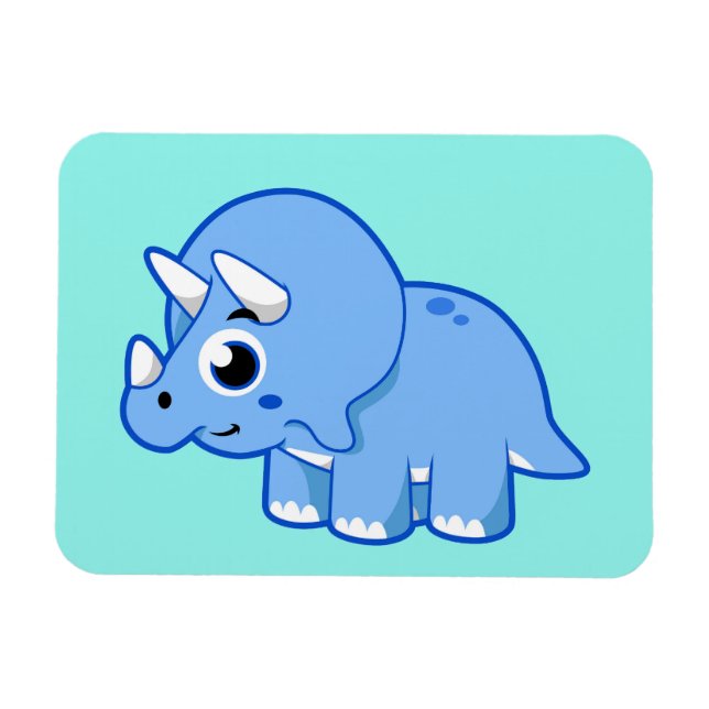 Imán Ilustracion De Un Dinosaurio Triceratops. (Horizontal)